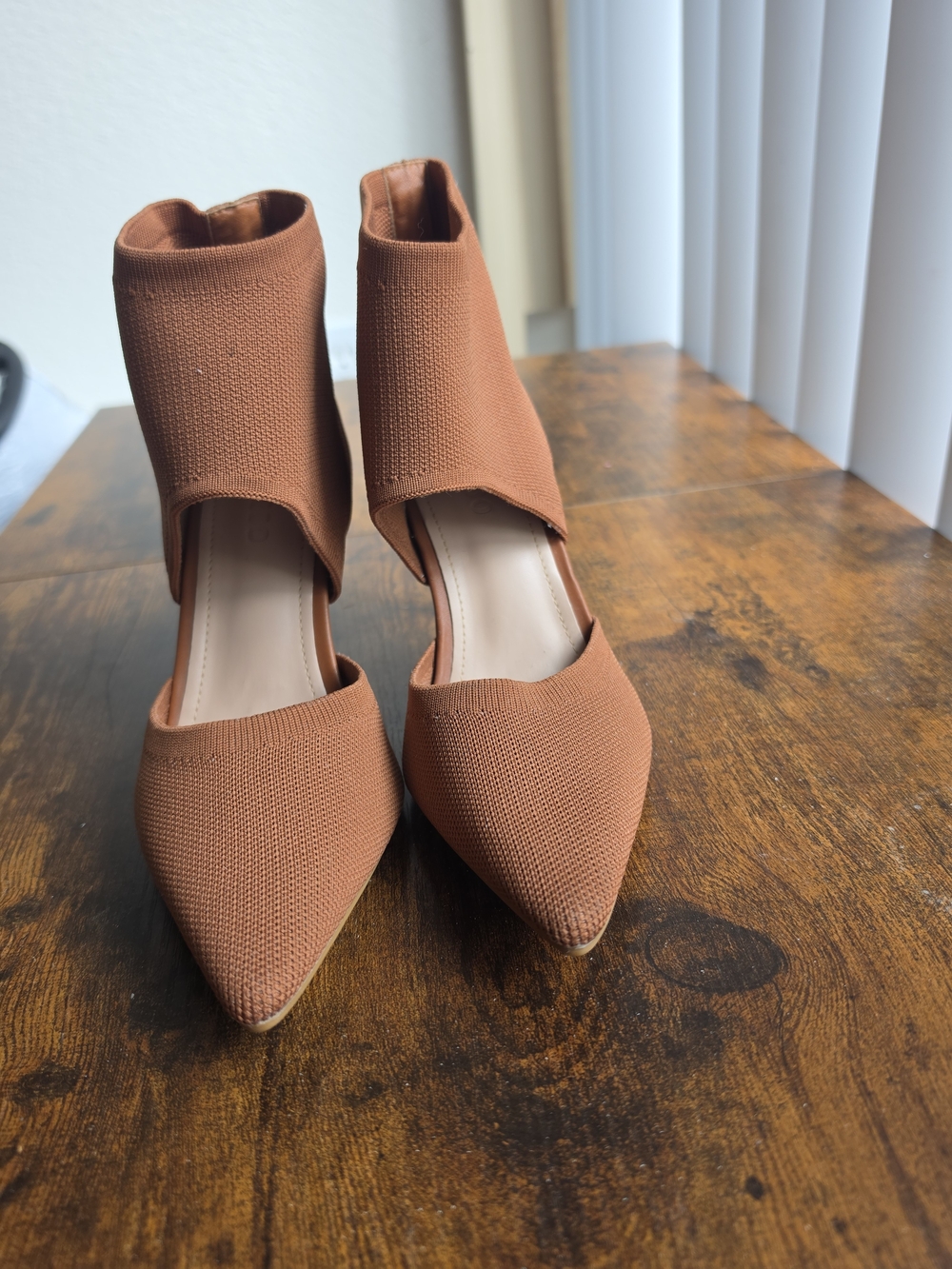 Cuccoo Knit Pointed Toe Cut-Out Bootie Heels